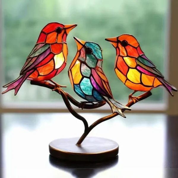 1/2/3pcs Stained Acrylic Birds on branch decoration - Image 7