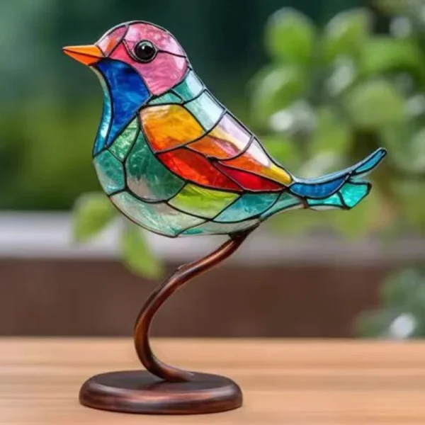 1/2/3pcs Stained Acrylic Birds on branch decoration - Image 4