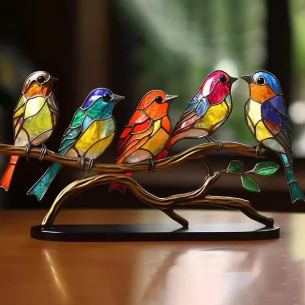 1/2/3pcs Stained Acrylic Birds on branch decoration - Image 9
