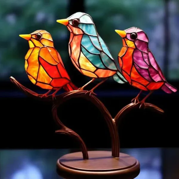 1/2/3pcs Stained Acrylic Birds on branch decoration - Image 8