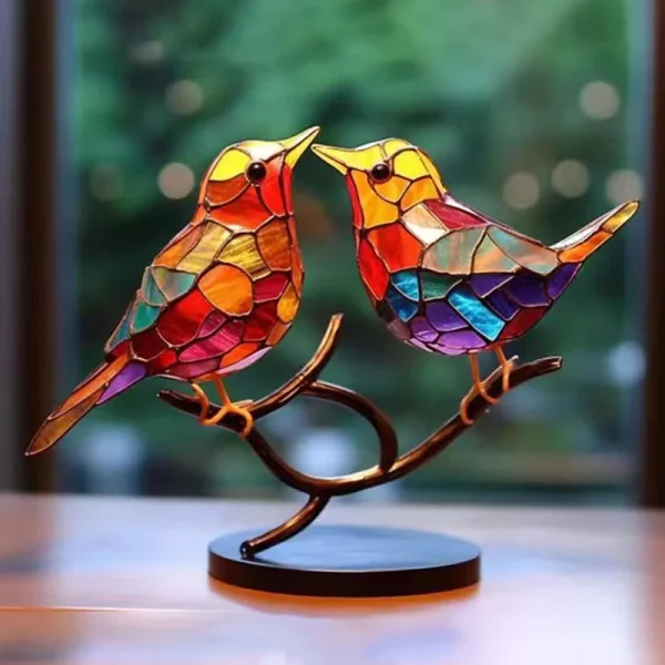 1/2/3pcs Stained Acrylic Birds on branch decoration - Image 5